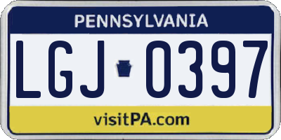 PA license plate LGJ0397