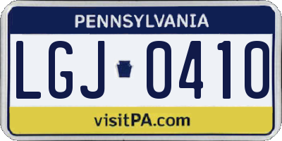PA license plate LGJ0410