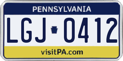 PA license plate LGJ0412