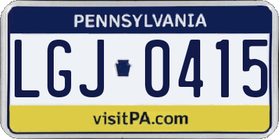 PA license plate LGJ0415