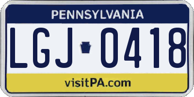 PA license plate LGJ0418