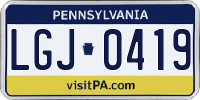 PA license plate LGJ0419