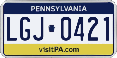 PA license plate LGJ0421