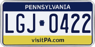 PA license plate LGJ0422