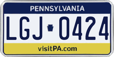 PA license plate LGJ0424