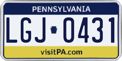 PA license plate LGJ0431