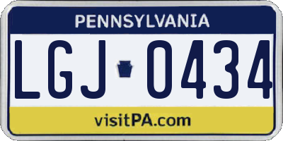 PA license plate LGJ0434