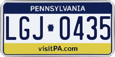 PA license plate LGJ0435