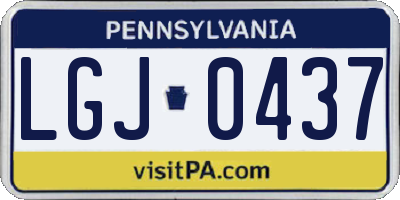 PA license plate LGJ0437