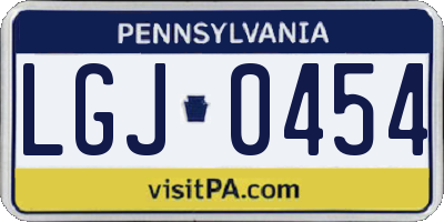PA license plate LGJ0454