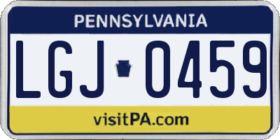 PA license plate LGJ0459