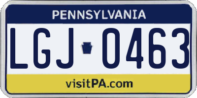 PA license plate LGJ0463