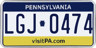 PA license plate LGJ0474