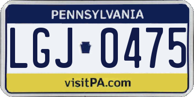 PA license plate LGJ0475