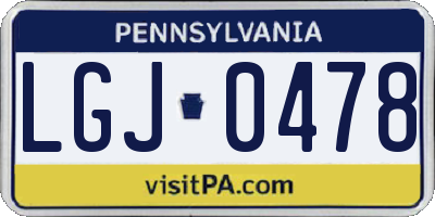 PA license plate LGJ0478