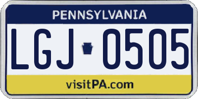 PA license plate LGJ0505