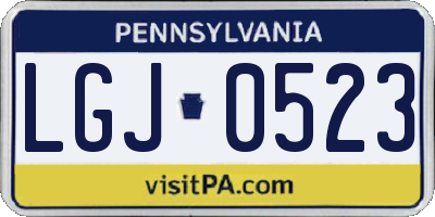 PA license plate LGJ0523