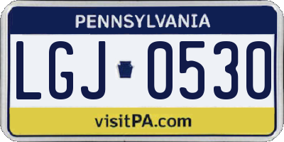 PA license plate LGJ0530