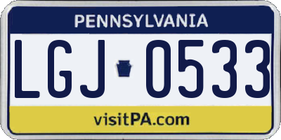 PA license plate LGJ0533