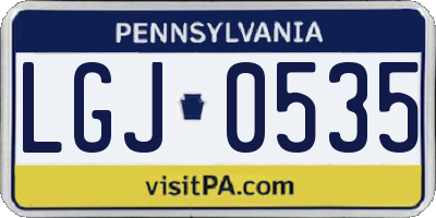 PA license plate LGJ0535