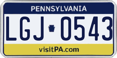 PA license plate LGJ0543