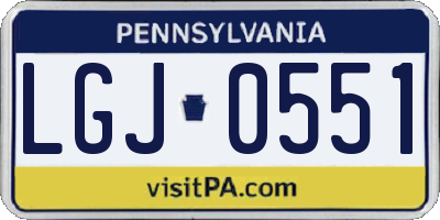 PA license plate LGJ0551