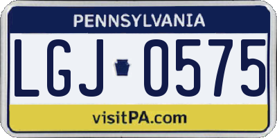 PA license plate LGJ0575