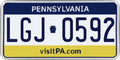 PA license plate LGJ0592