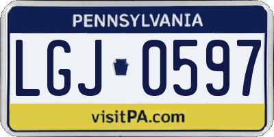 PA license plate LGJ0597