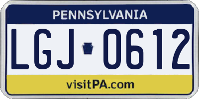 PA license plate LGJ0612