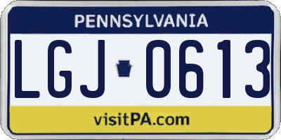 PA license plate LGJ0613