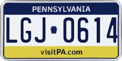 PA license plate LGJ0614