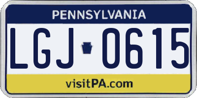 PA license plate LGJ0615