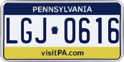 PA license plate LGJ0616