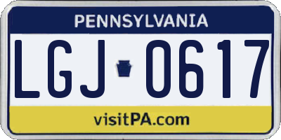 PA license plate LGJ0617