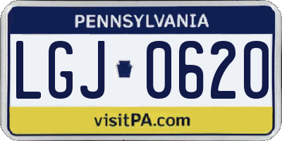 PA license plate LGJ0620
