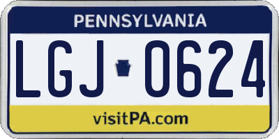 PA license plate LGJ0624