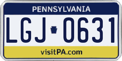 PA license plate LGJ0631