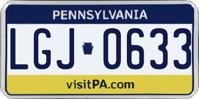 PA license plate LGJ0633