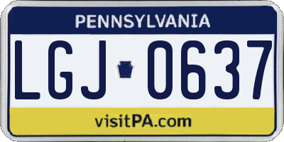 PA license plate LGJ0637