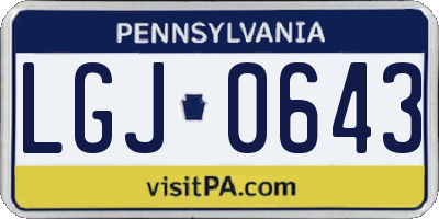 PA license plate LGJ0643