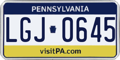 PA license plate LGJ0645