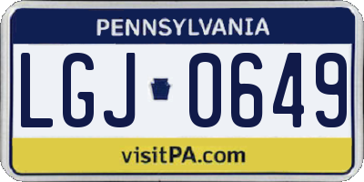 PA license plate LGJ0649