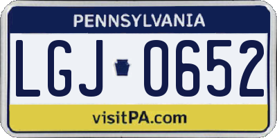PA license plate LGJ0652