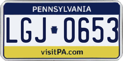 PA license plate LGJ0653