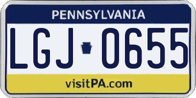 PA license plate LGJ0655