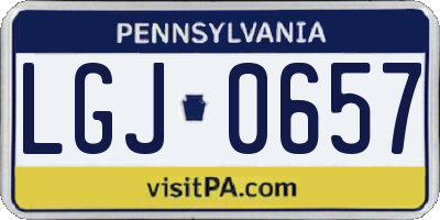 PA license plate LGJ0657
