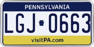 PA license plate LGJ0663