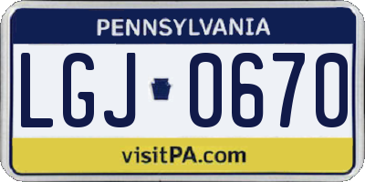 PA license plate LGJ0670