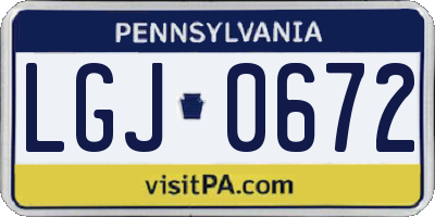 PA license plate LGJ0672